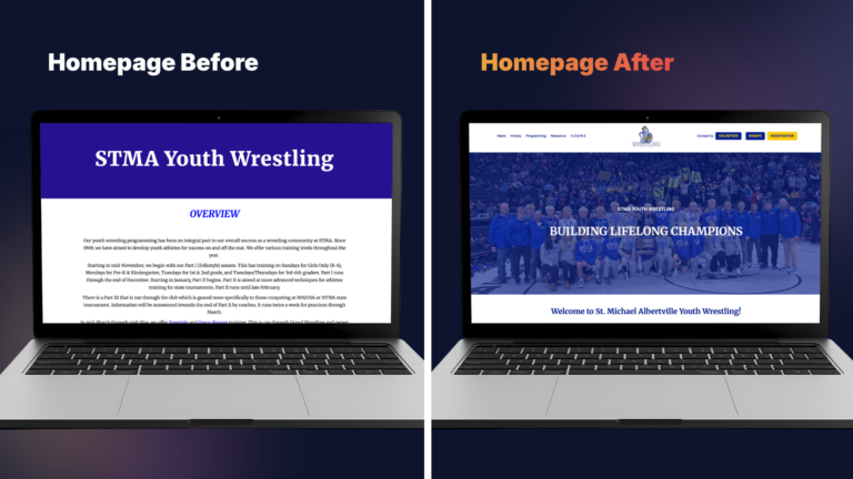 STMA Wrestling website Before and After